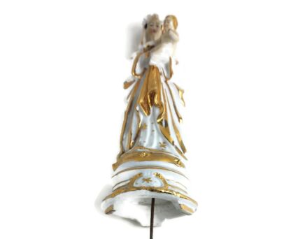Antique 1900 Vieux Paris Porcelain Flower Wreath Bisque Statue Virgin Mary Madonna with Infant  Gorgeous