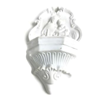Antique Holy Water font Vessel  Bisque Porcelain Madonna Della sedia After Rafael