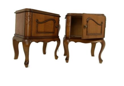 Pair Couple Antique Nightstands End tables Vanity Cabinets Jugendstil Dresser