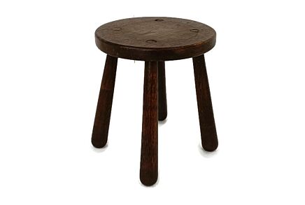 Hand Carved wood Milking Stool Pedestal Table Pedestal Barn Style Funky 4 legs