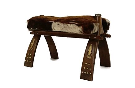 Vintage Bedouin Camel Saddle Hide Footstool Ottoman Rare Brass Trims Wonderful