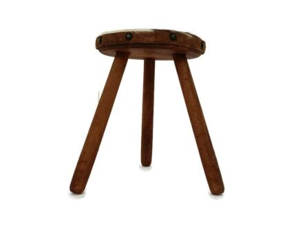 Hand Carved wood Milking Stool Pedestal Table Pedestal Barn Style Funky 4 legs