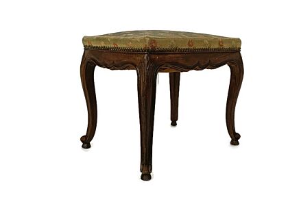 Large Footstool Ottoman Wooden Legs red Velvet Louis XV style French Provincial