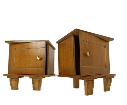 Pair Couple Vintage Nightstands End tables Vanity Cabinets Modernist Dresser