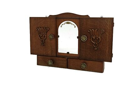 Double Apothecary Bathroom Medicine Kitchen Cabinet Wood Art Deco Antique