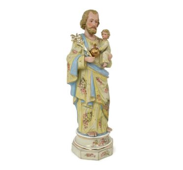 Antique Statue Saint Joseph Protector of Homes Bisque Porcelain Antique WOW