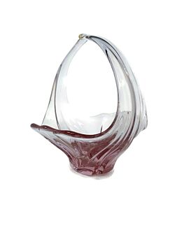 Italian Cranberry Purple Clear Bowl Dish Centerpiece Murano Seguso Art Glass