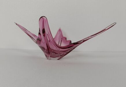 Italian Cranberry  Bowl Dish Centerpiece Murano Seguso Art Glass Stunning WOW