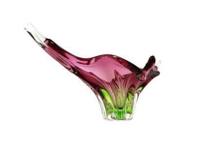 Italian Green Clear Bowl Dish Centerpiece Murano Seguso Art Glass Stunning WOW