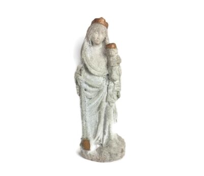 Outdoor Protection House Statue Virgin Mary madonna with Infant stoneware Collector France