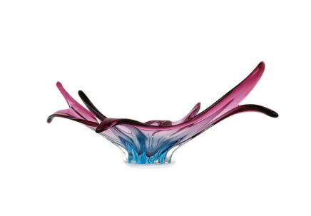 Italian  Cranberry Orange   Bowl Dish Centerpiece Murano  Vintage Rare Color Combination