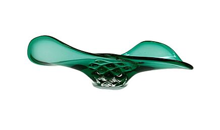 Italian Cranberry Clear  Bowl Dish Centerpiece Murano  Vintage Gorgeous