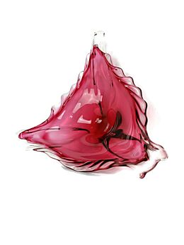 Gorgeous Bowl Dish Centerpiece Cranberry ClearArt Glass Murano Italy hand Made