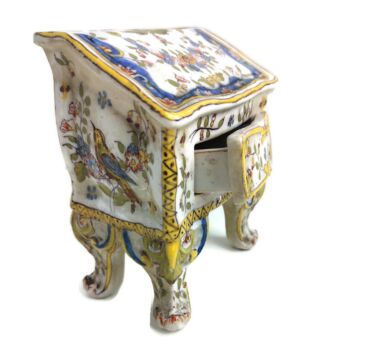 Italian  Jewelry Trinket Box Cabinet Drawer Porcelain Ceramic Chest Birds Lovely 