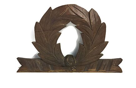 Small Hand Carved Wooden trim Panel Pediment Corbel Antique reclaimed Architectural Bow