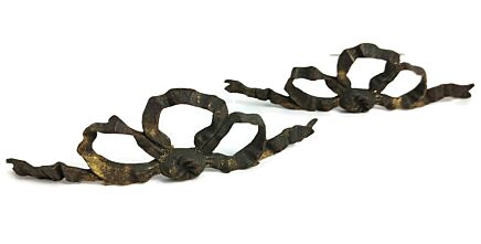 2 pcs Antique Cast Brass Furniture Trim Ornate Reclaimed Hardware Metalware Bow
