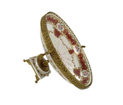 Centerpiece Dish Italian Vintage Porcelain Brass Ornate Marked Alfa 