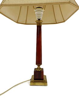 Table Desk Nightstand Lamp Hollywood Regency  brass and Wood beautiful 