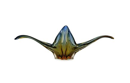 Gorgeous Bowl Dish Centerpiece Tricolor Art Glass Murano Italy Vintage WOW