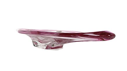 Val St Lambert Belgium Bowl Dish Centerpiece Cranberry Clear Art Glass Marked