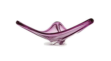 Val St Lambert Belgium Bowl Dish Centerpiece Cranberry Marked Art Glass Crystal