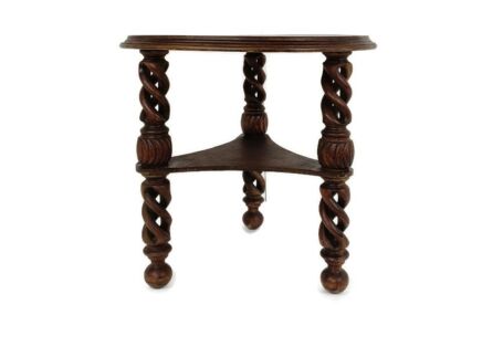 Open Barley Twist Wooden Side Display Coffee Table Pedestal Plant Stand  
