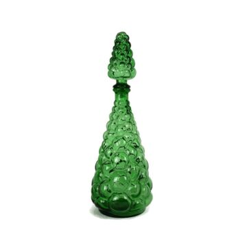 Vintage Art Bubbled Glass Green Empoli Bottle Italian Funky Pop Art Retro 