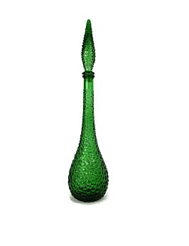 Empoli Italy Vintage Art Bubbled Glass Green Bottle Italian Decorative  Pop Art 