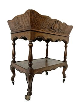 Bar Cocktail Tea Cart Trolley Mid Century Modern Kitchen Island Ornate Wood WOW