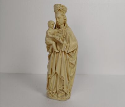Statue Virgin Mary Madonna Crowned Infant Child Plaster Vintage Large Beautiful