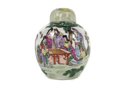 Chinese Porcelain Vintage Family Rose Vase Polychrome Ginger Jar Women garden