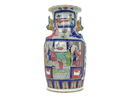 Chinese Porcelain Vintage Family Rose Vase Polychrome Lucky Dragons Lovely