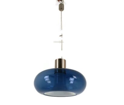 Mazzega Carlo Nason Blue Clear Art Glass Design Chandelier Pendant Italy Murano Collector WOW