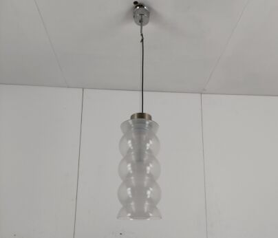 Mazzega Carlo Nason Double Clear Art Glass Design Chandelier Pendant Italy Murano WOW Modernist