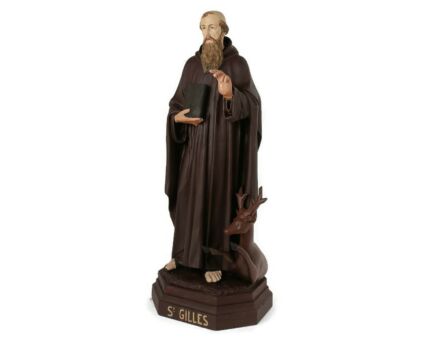 Church Statue Saint Gillis Gilles the wanderer with a Deer Collector Plaster
