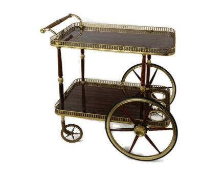 Bar Cocktail Tea Entertainment Cart Trolley Kitchen Island Veneer Mid Century