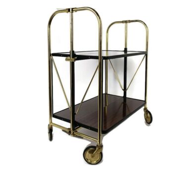 Mid Century Side Table Bar Cart Tea Cocktail Serving Trolley Belgium  Foldable 