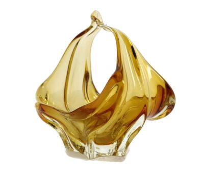  Art Glass Centerpiece Bowl Fruit Dish   Murano Italy Amber Brown Small Gorgeous