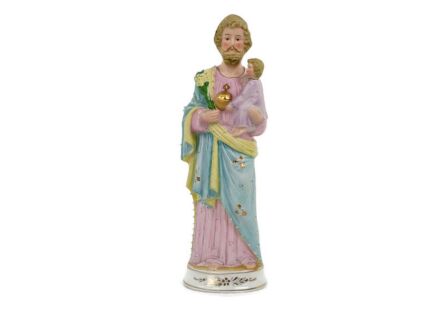 Statue Saint Joseph Protector of Homes Infant Jesus Bisque Porcelain  Vintage