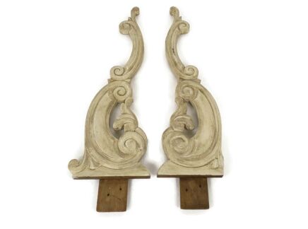 Couple Corbels Hand Carved Wood Pediment Over Door Architectural  Painted White Barn style