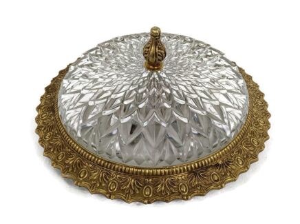 Flush Mount Shade Plafonière Ceiling Fixture Clear 1 light Large Vintage
