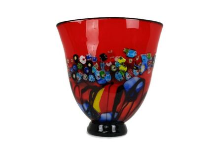 Wes hunting Studio Hand Blown Glass Vase Colorfield red vase Stunning Vintage