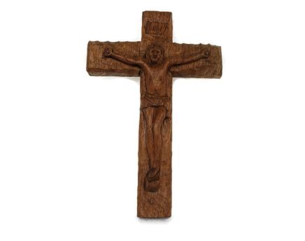 Hand Carved Wood Hanging Ornate Crucifix Wooden Corpus Jesus Christ 1976 