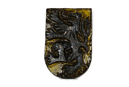 Wall Hanging  Art Ceramic Wall Plaque Glazed Shield Flanders Lion Coat of arms