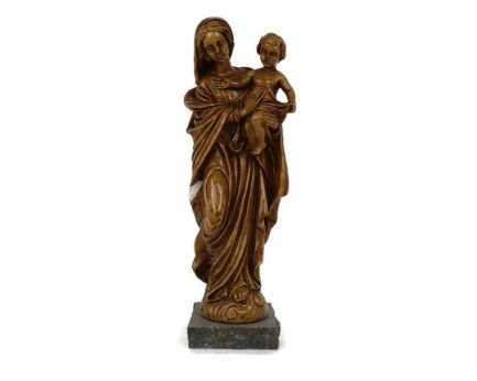 Statue Our Lady Madonna  Virgin Mary Infant Jesus  beautiful Plaster  Italian style Granite base 