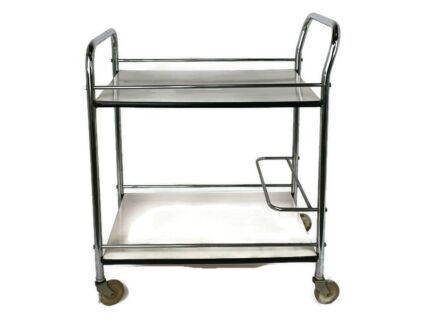 Bar Cocktail Tea Entertainment Cart Trolley Kitchen Island White Veneer Retro Funky  Torck Style