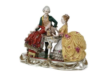 Large Dresden  Volkstedt Porcelain Lace Figurine musicians  Germany Vintage Gorgeous
