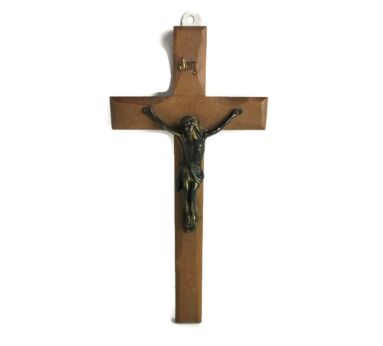 Vintage Wooden Brass Ornate Crucifix Cross Corpus Jesus Christ