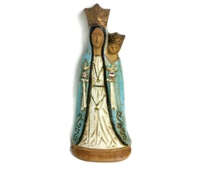 Roger Guerin Gres Bouffioulx 1950s Plaster Statue Wall hanging Virgin Mary Infant Jesus