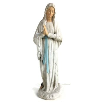 statue Figurine Notre Dame De Banneux plaster Folded hands Virgin mary madonna vintage